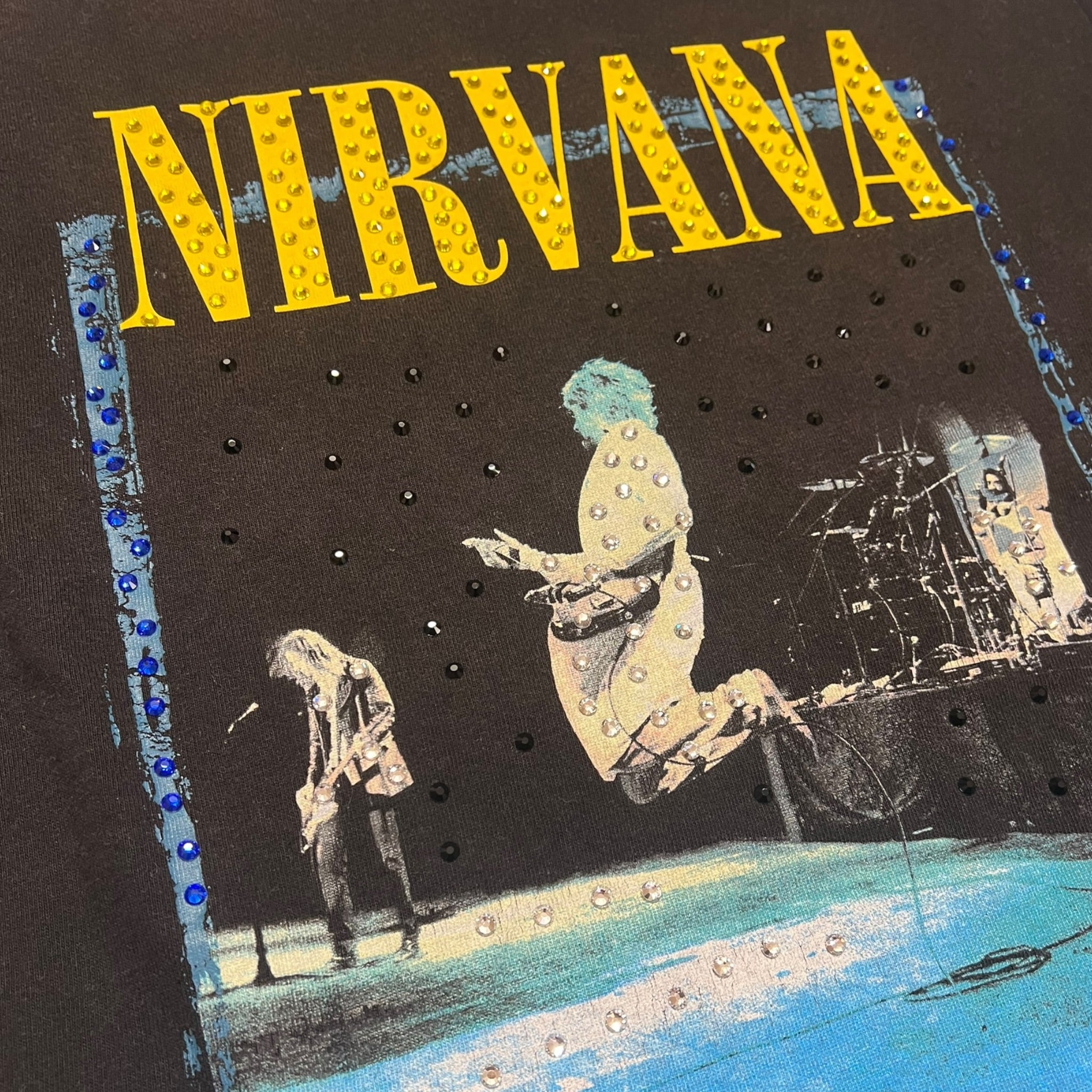 t shirt vintage con strass Nirvana tg M