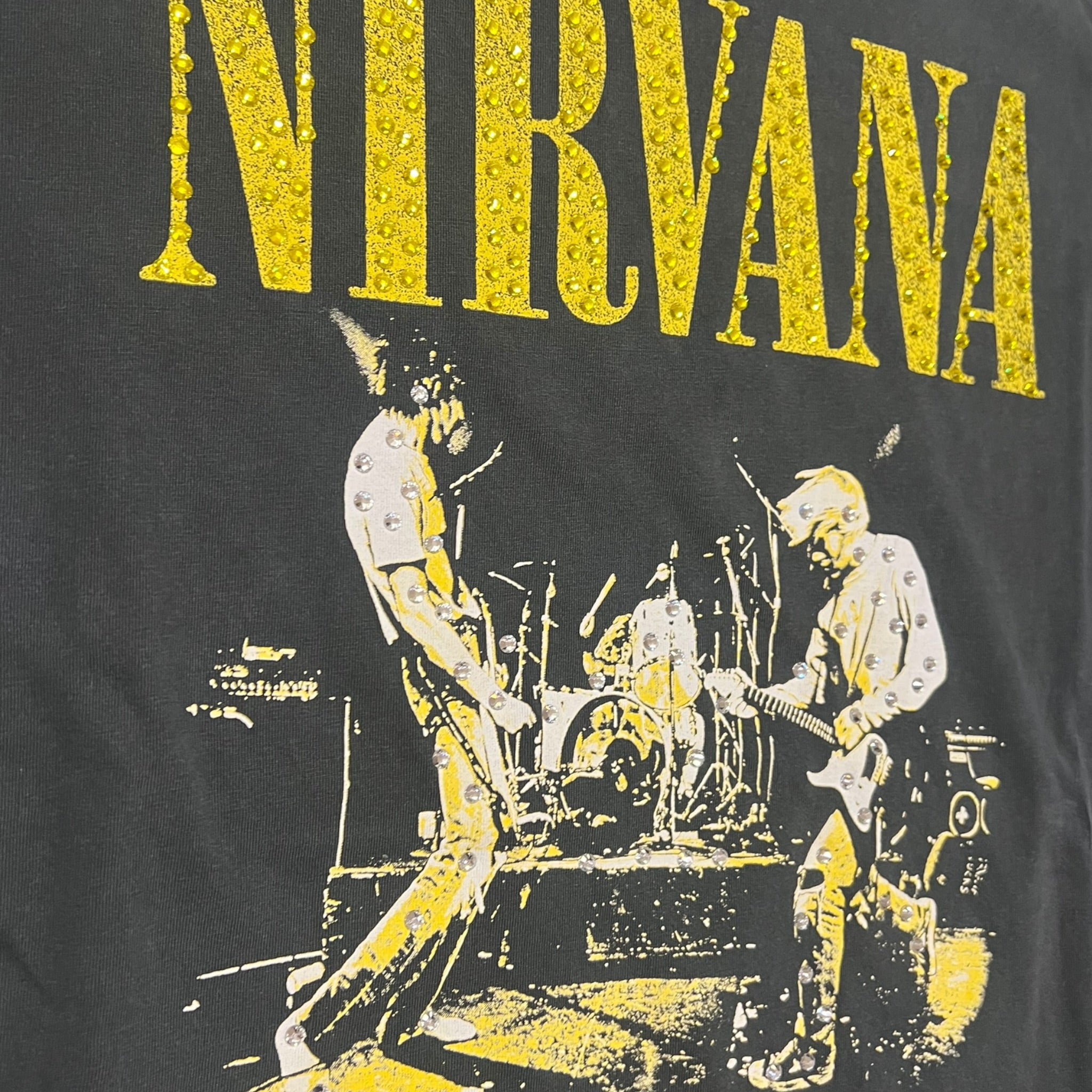 t shirt vintage con strass Nirvana tg S