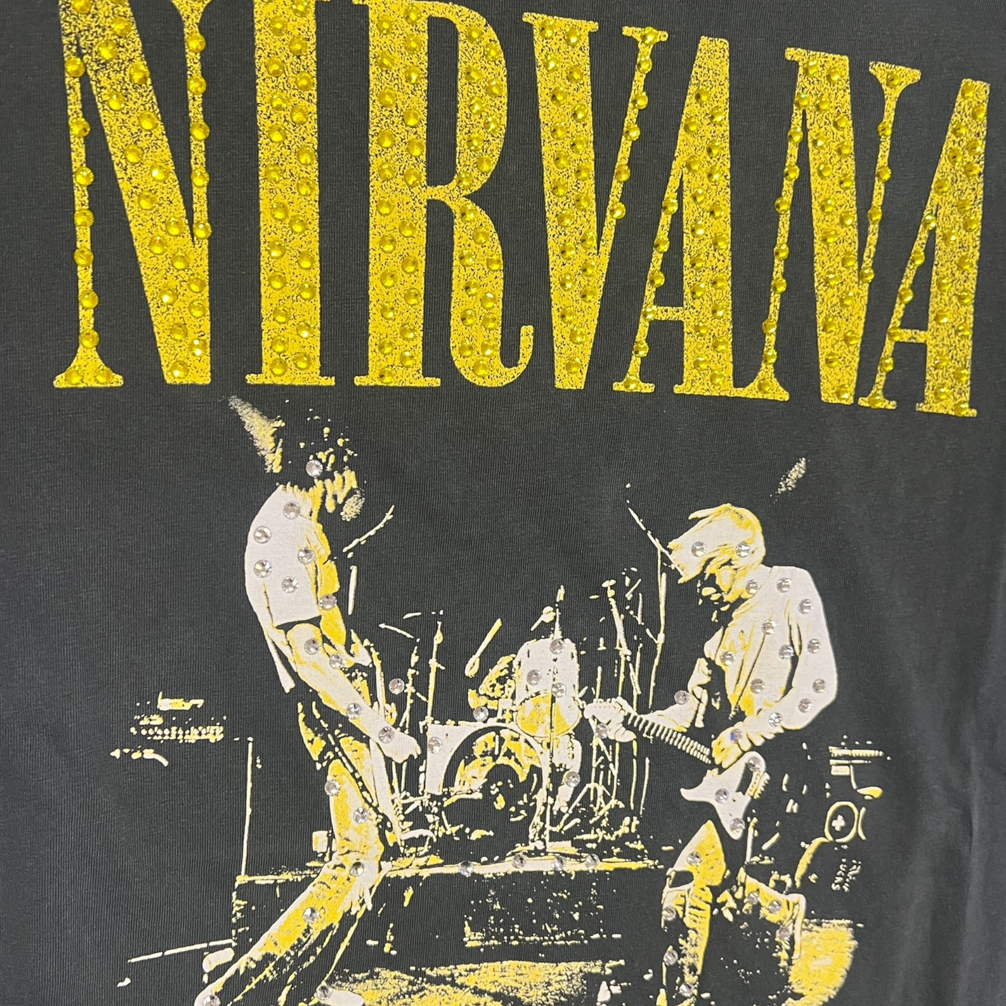 t shirt vintage con strass Nirvana tg S