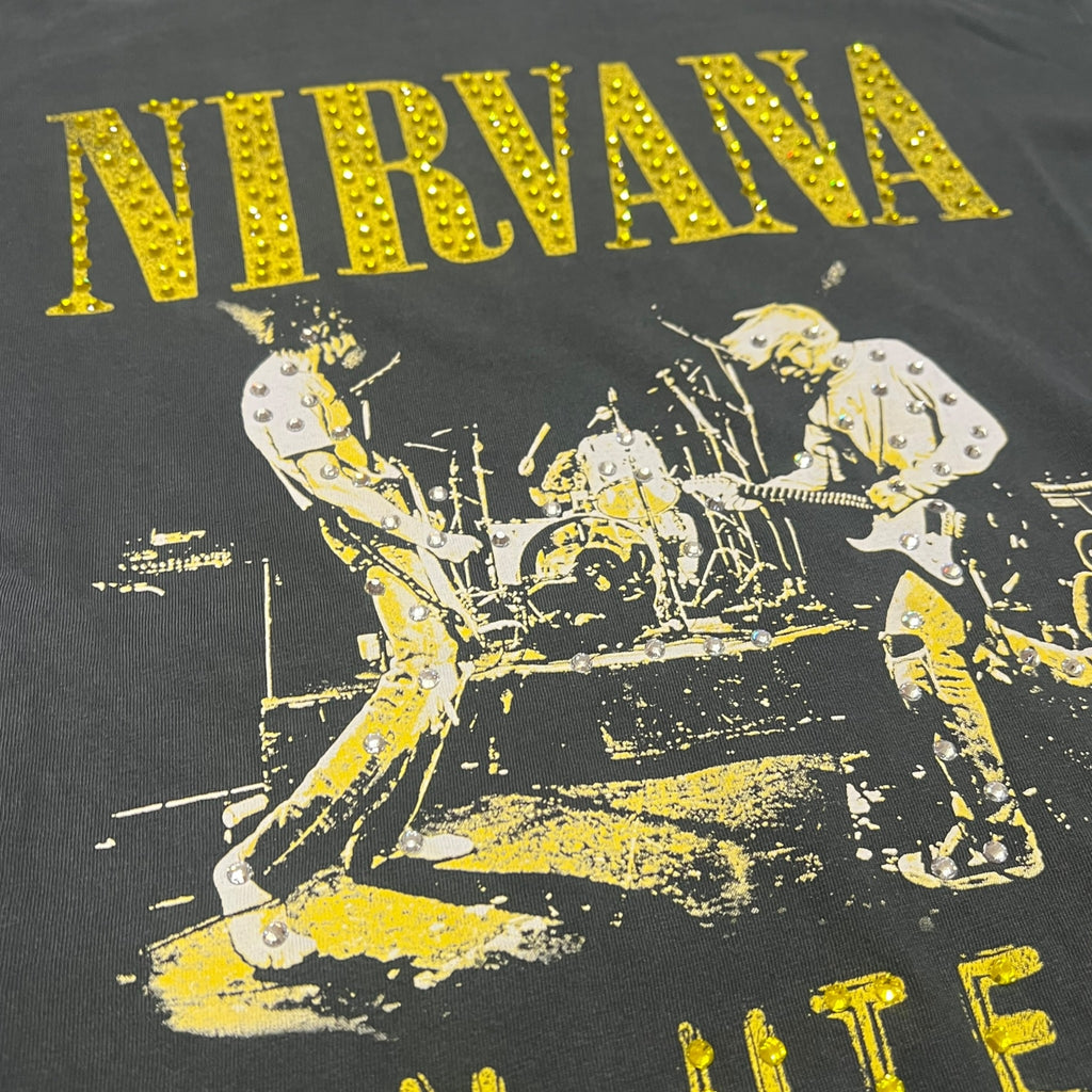 t shirt vintage con strass Nirvana tg S