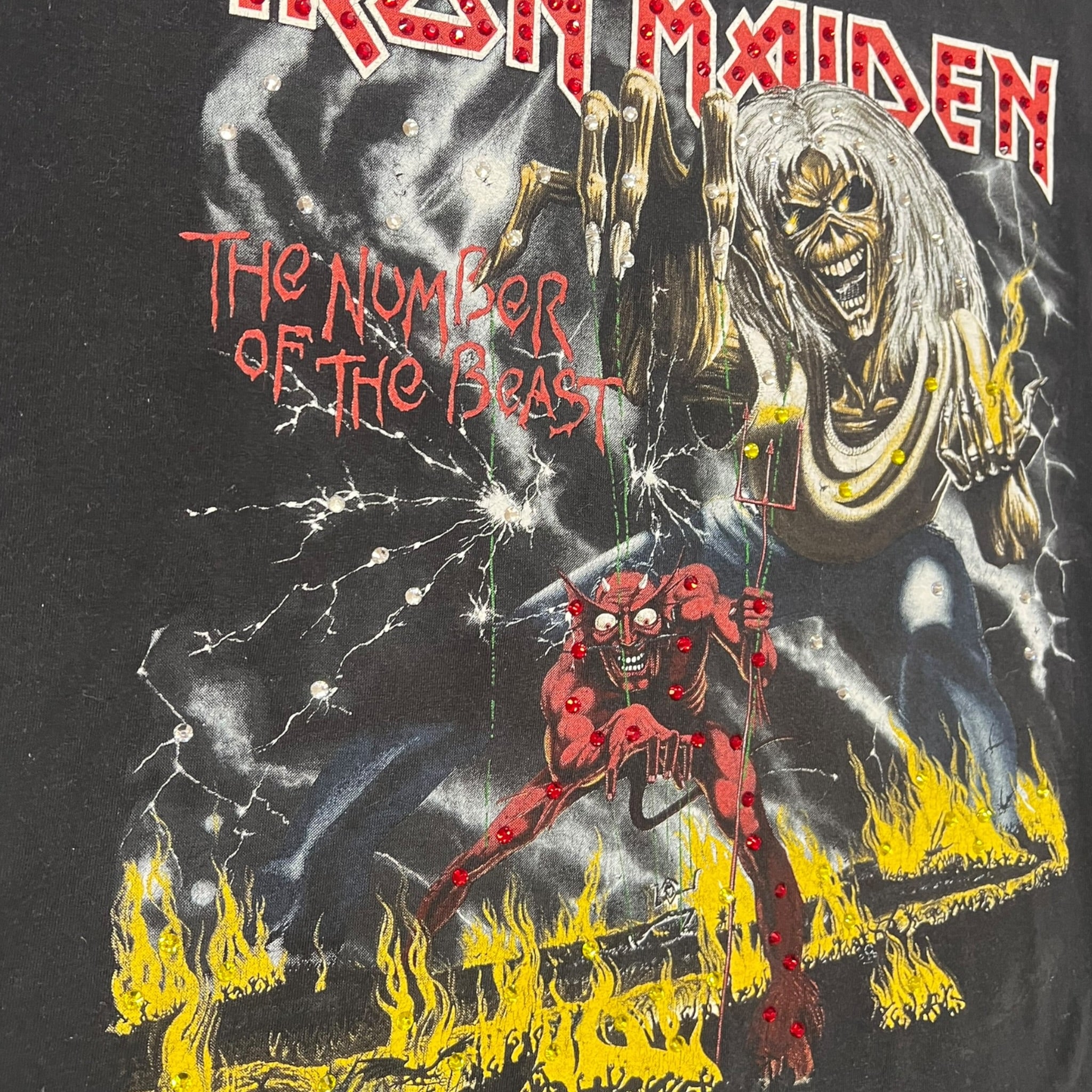 t shirt vintage con strass Iron Maiden tg M
