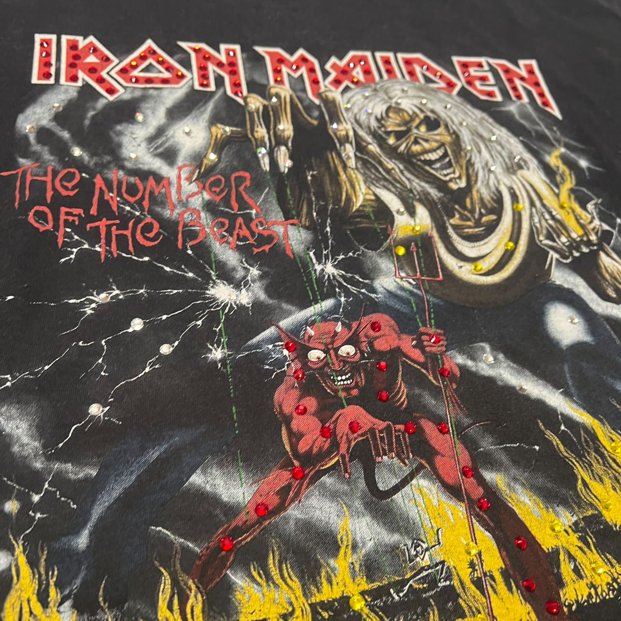 t shirt vintage con strass Iron Maiden tg M
