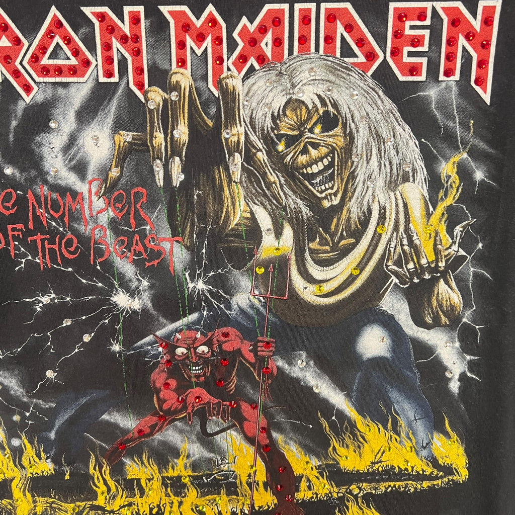 t shirt vintage con strass Iron Maiden tg M
