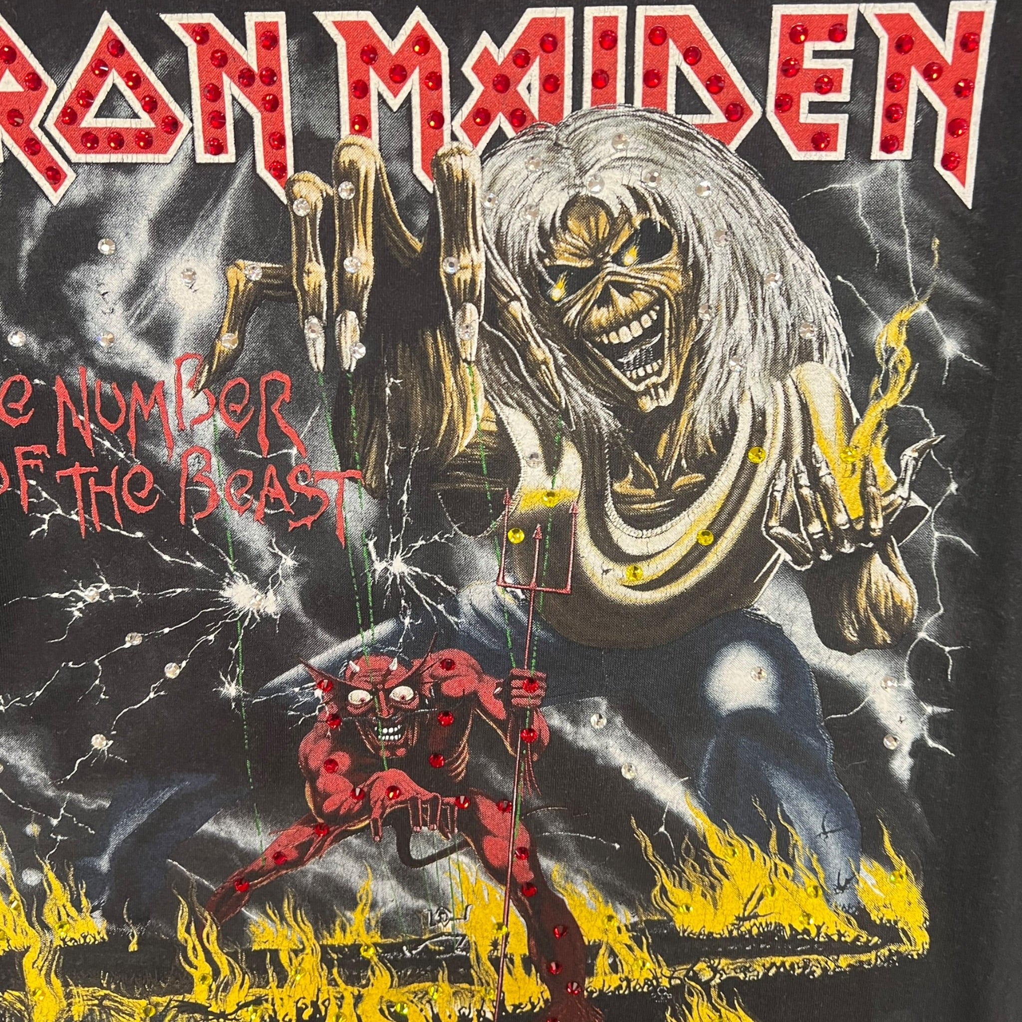 t shirt vintage con strass Iron Maiden tg M