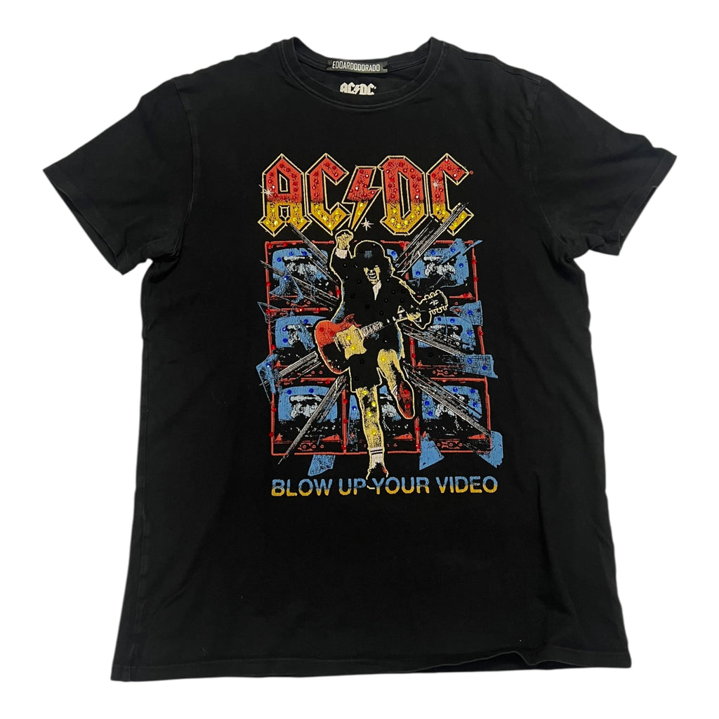 t shirt vintage con strass ACDC tg S