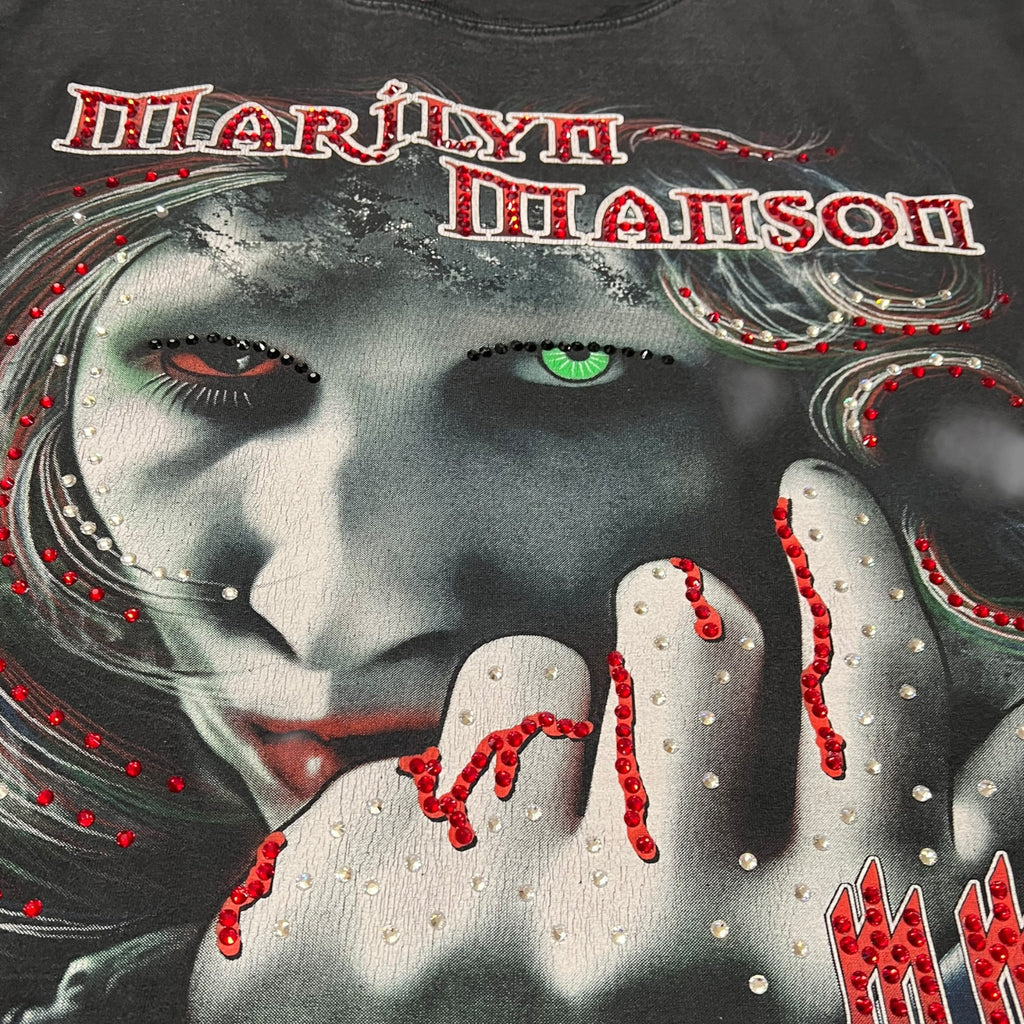 t shirt vintage con strass marilyn manson tg xl taglio vivo