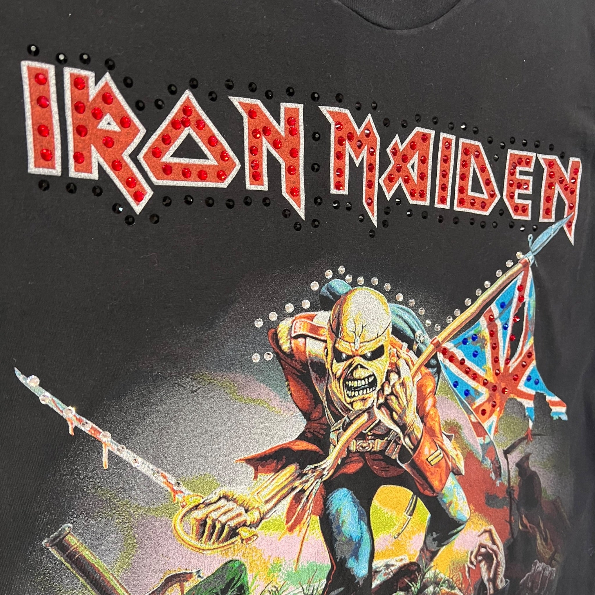 t shirt vintage con strass iron maiden  tg XL