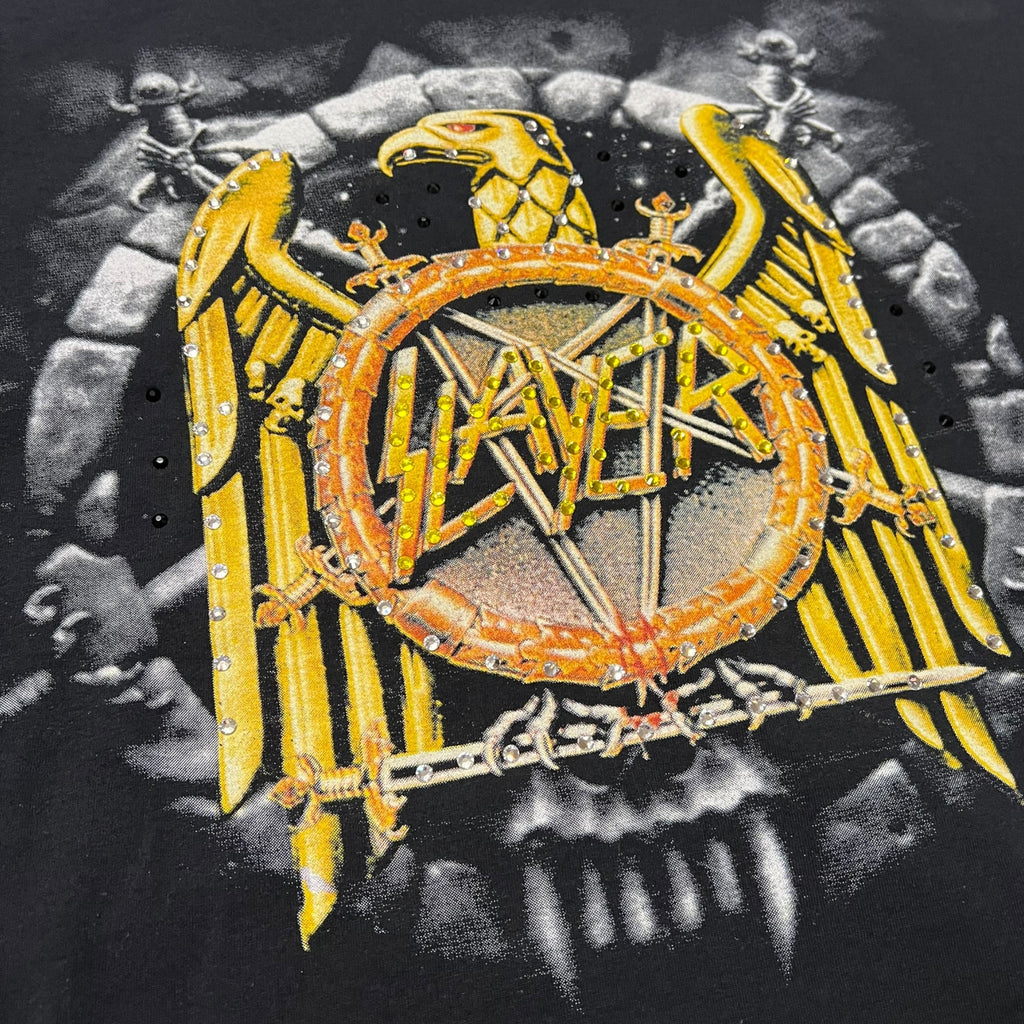 t shirt vintage con strass slayer  tg XL