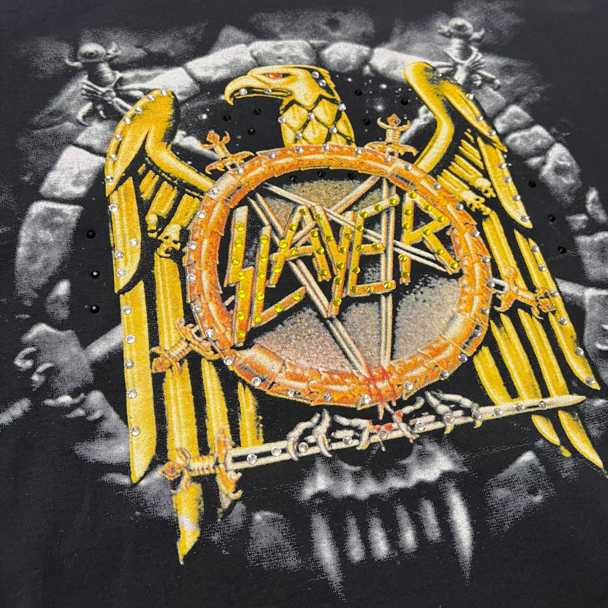 t shirt vintage con strass slayer  tg XL