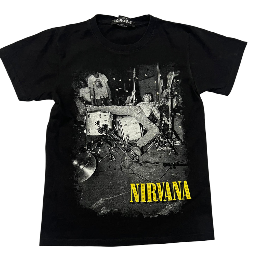 t shirt vintage con strass Nirvana tg S