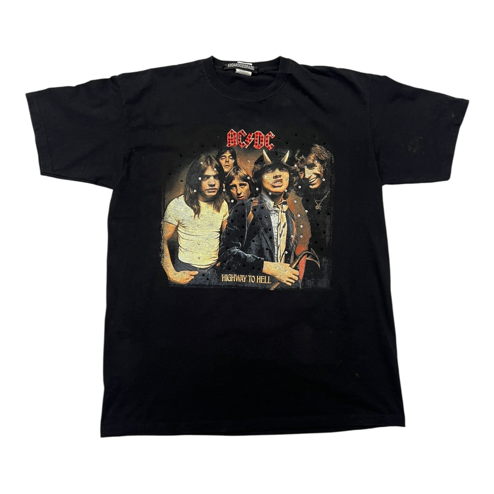 t shirt vintage con strass ACDC tg L
