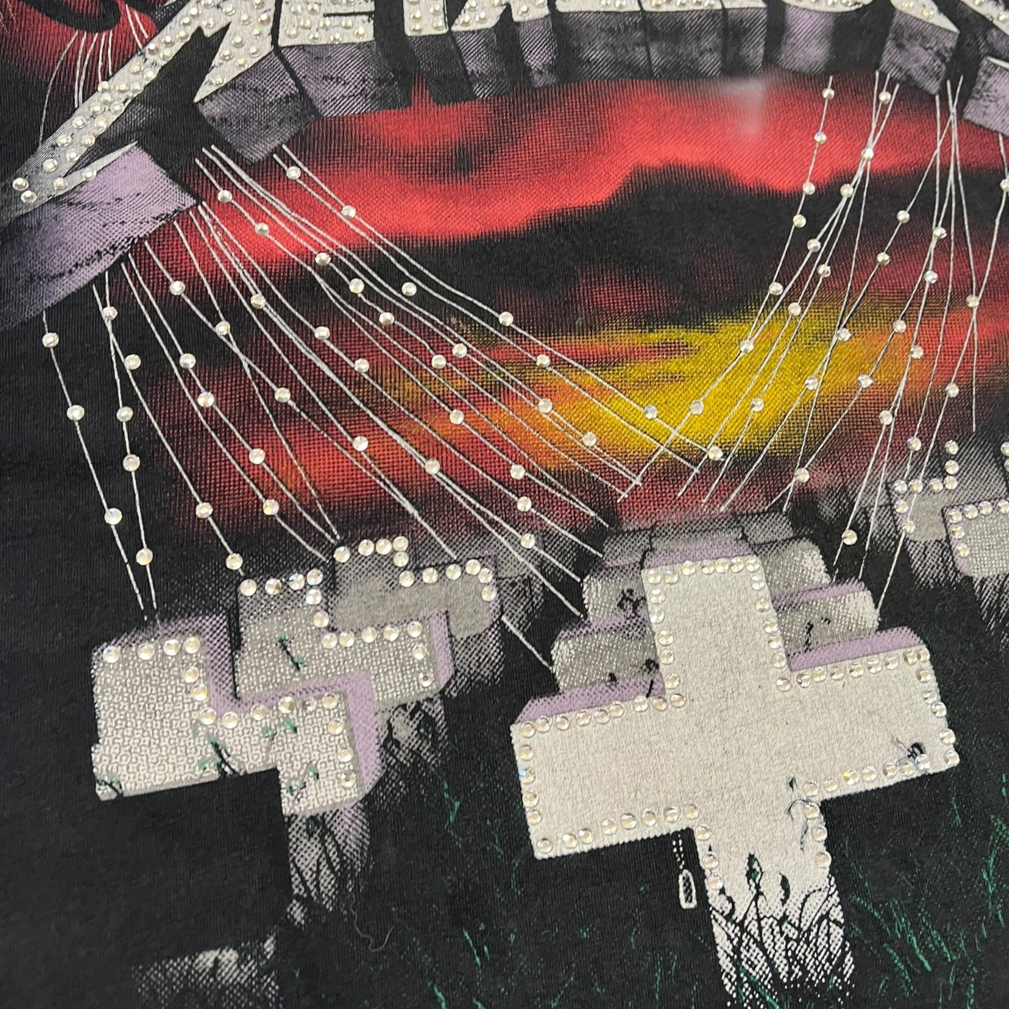 t shirt vintage con strass Metallica all over tg M