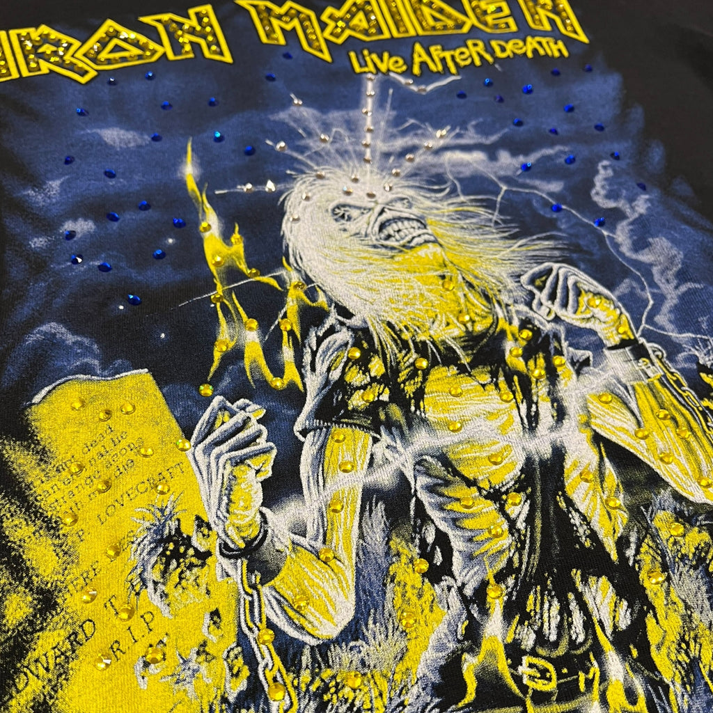 t shirt vintage con strass Iron Maiden tg S