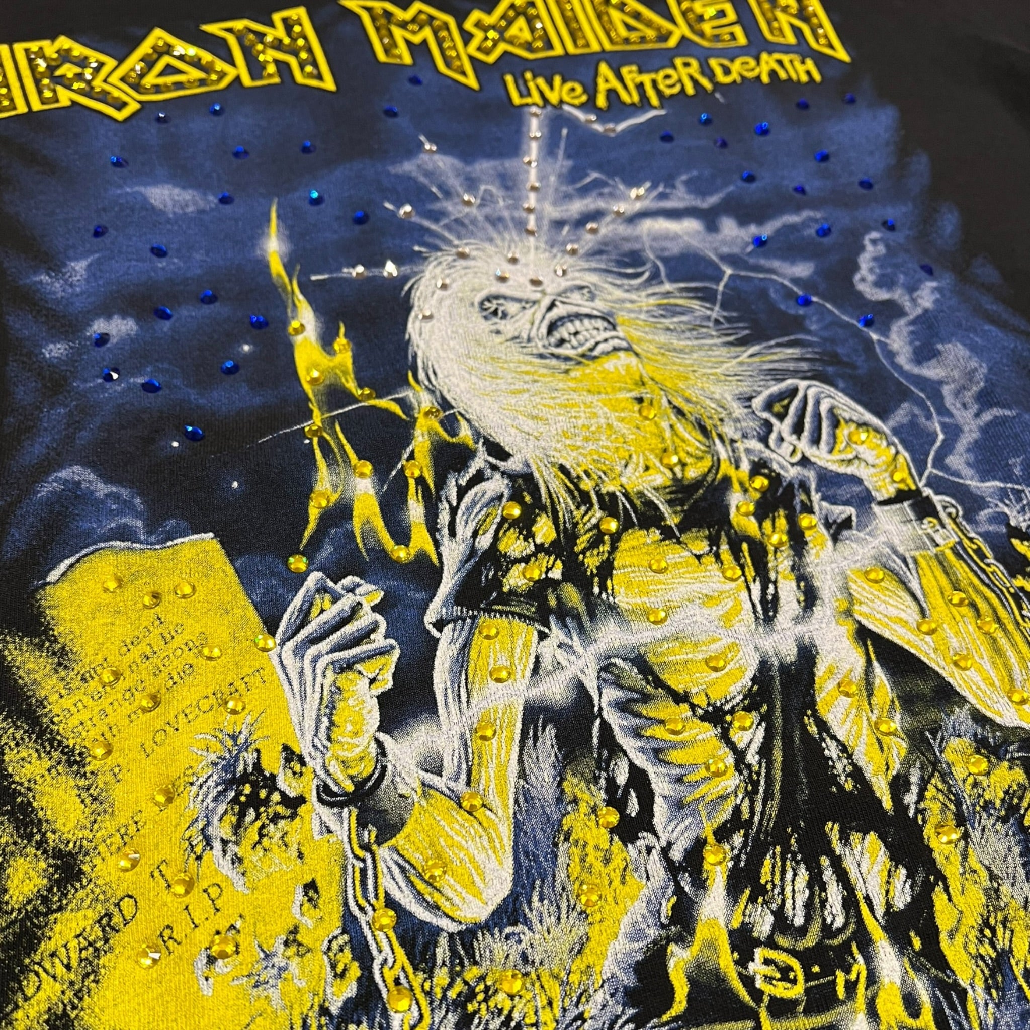 t shirt vintage con strass Iron Maiden tg S