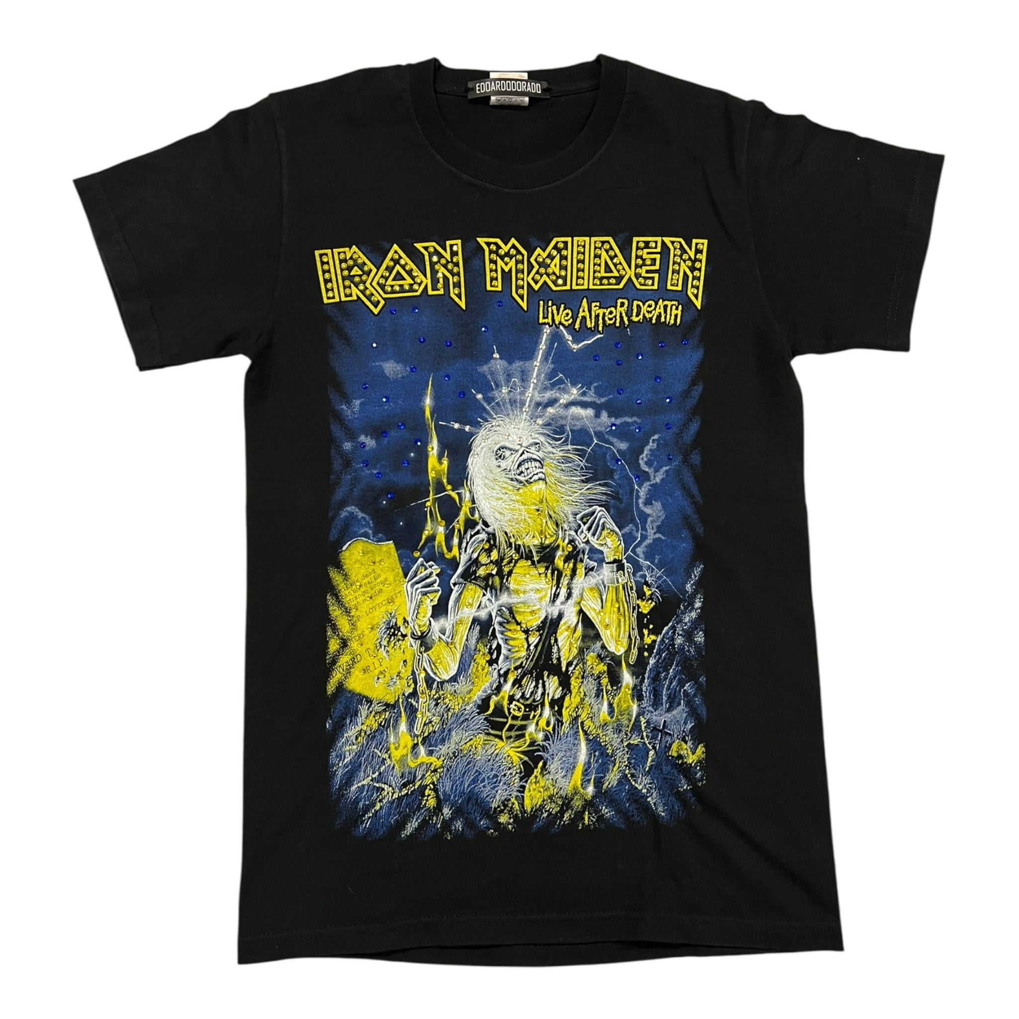 t shirt vintage con strass Iron Maiden tg S