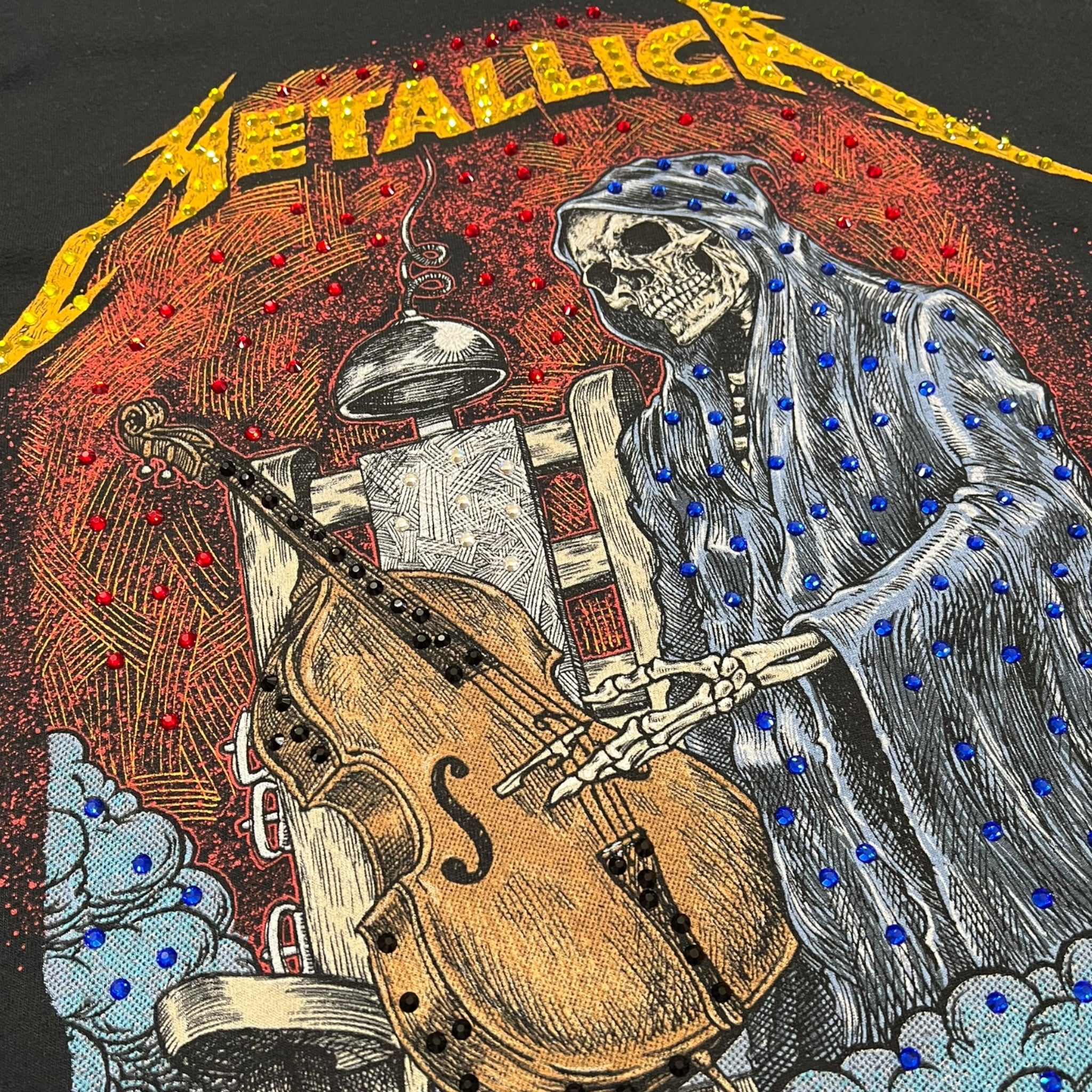 t shirt vintage con strass Metallica tg XXL