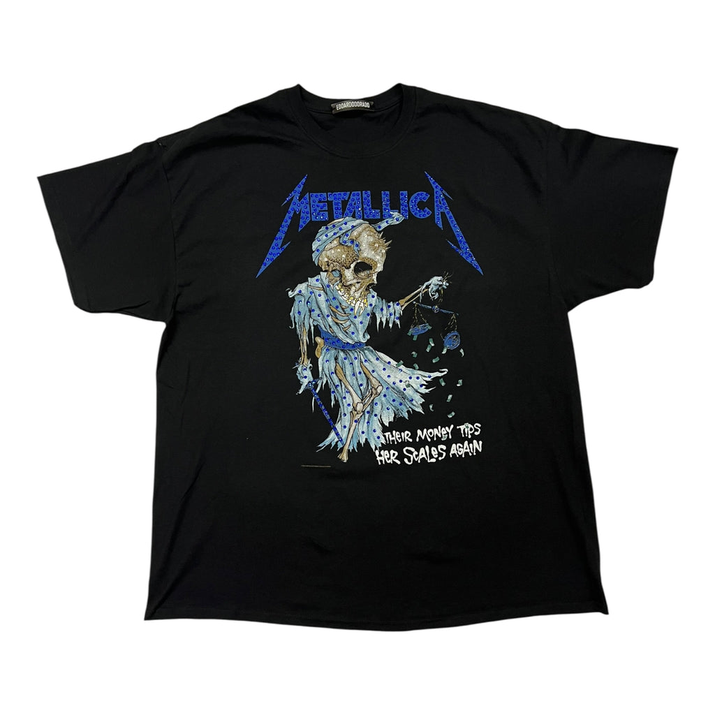 t shirt vintage con strass Metallica tg XXL