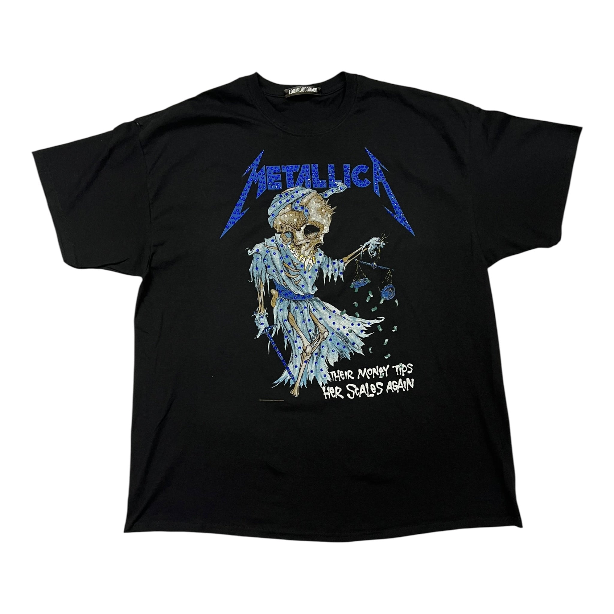 t shirt vintage con strass Metallica tg XXL