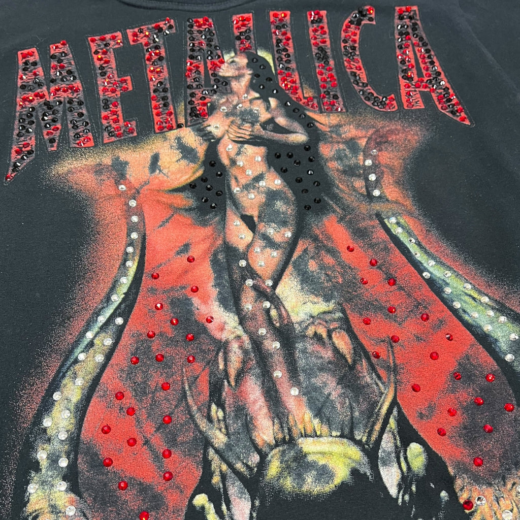 t shirt vintage con strass Metallica tg M