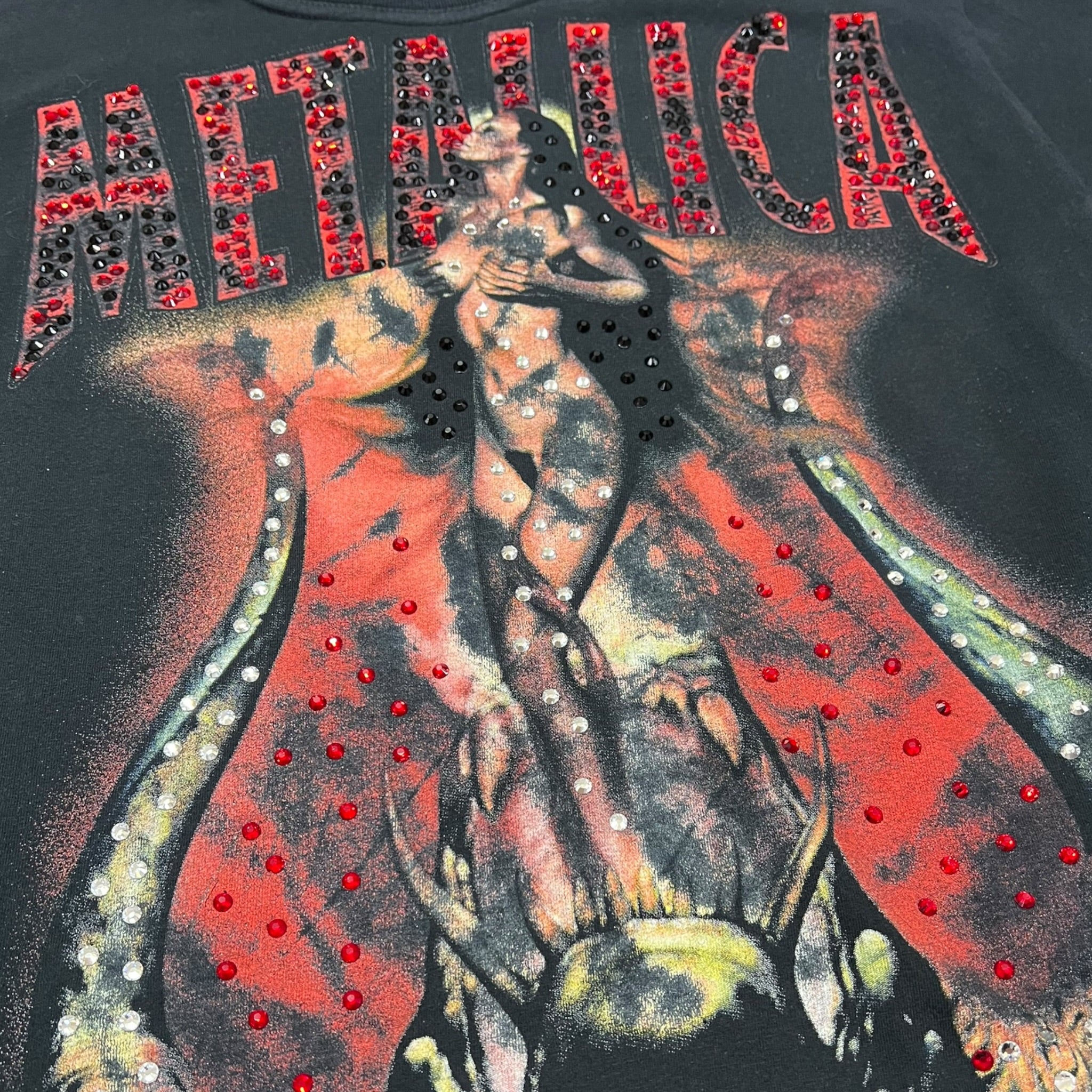 t shirt vintage con strass Metallica tg M