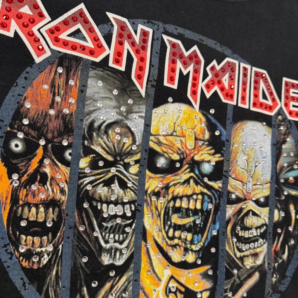 t shirt vintage con strass Iron Maiden tg XL