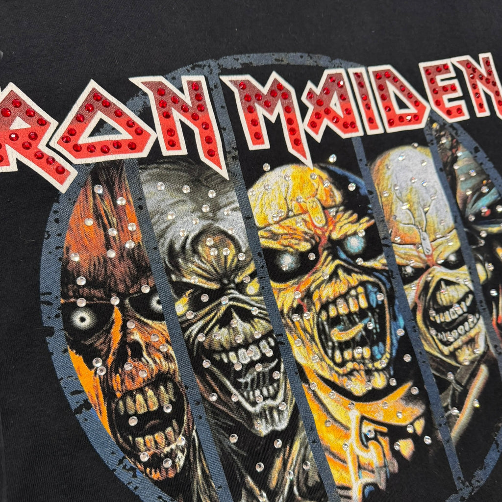 t shirt vintage con strass Iron Maiden tg XL