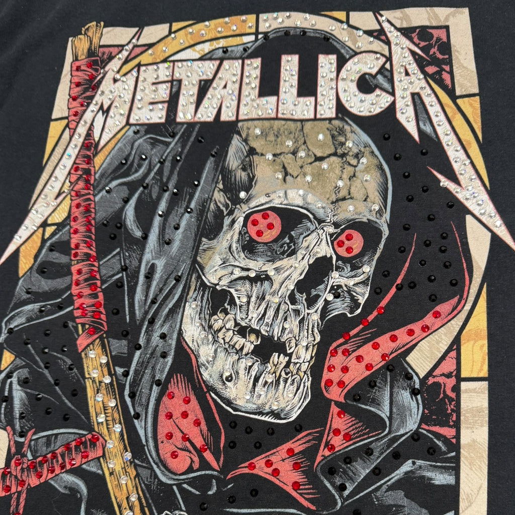 t shirt vintage con strass Metallica tg L