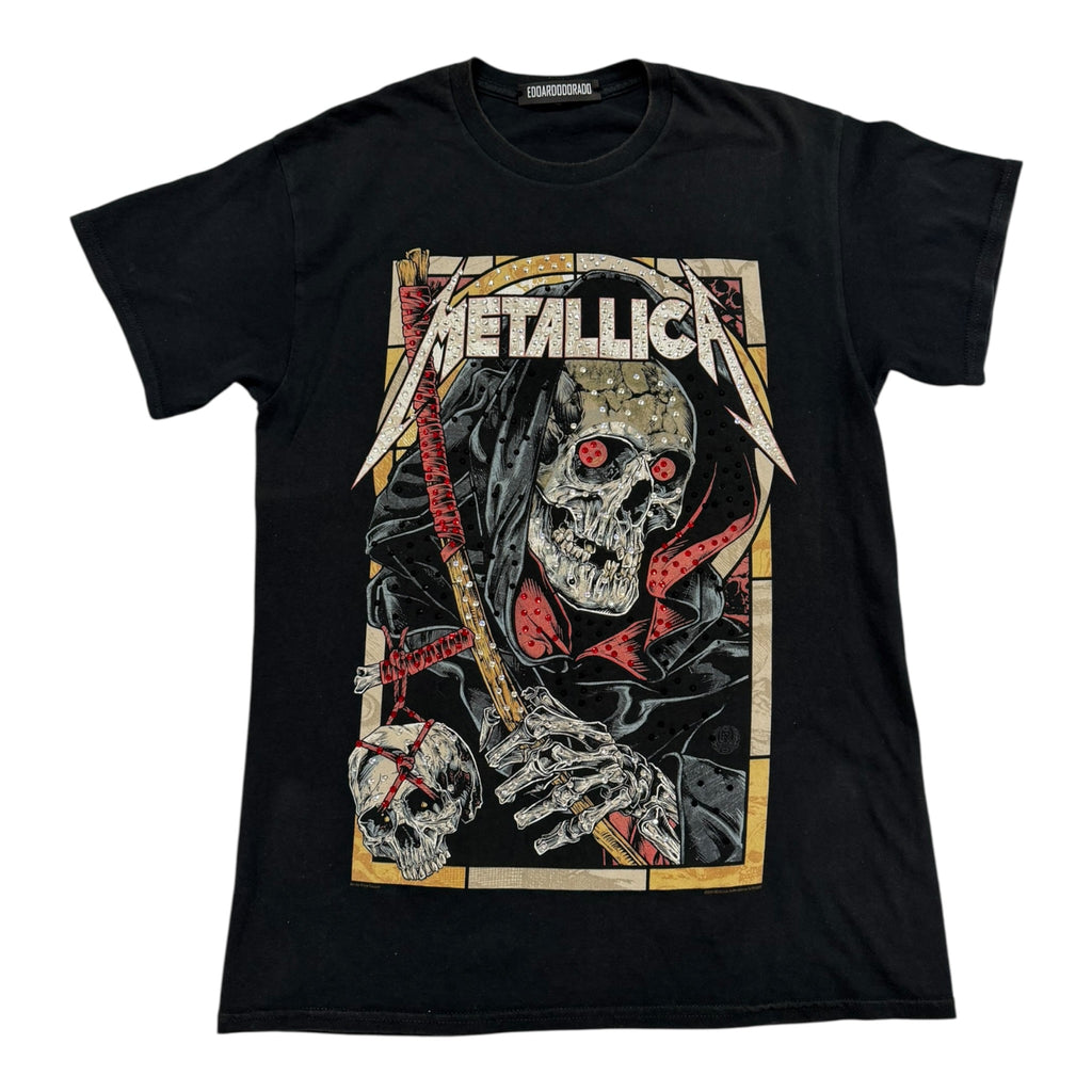 t shirt vintage con strass Metallica tg L