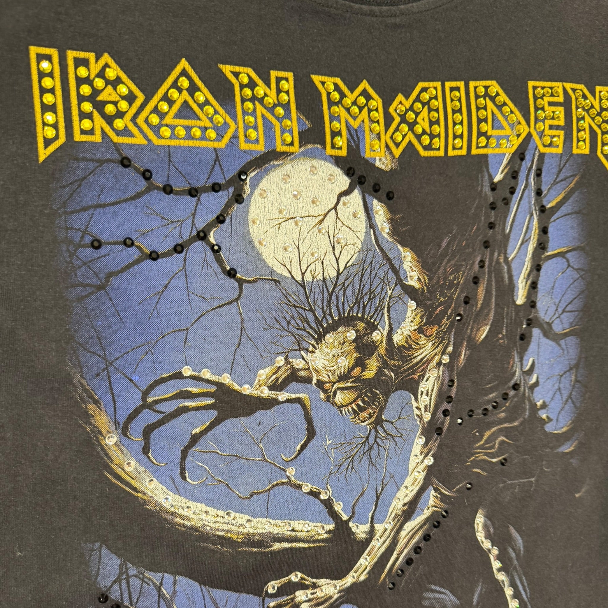t shirt vintage con strass iron Maiden tg M