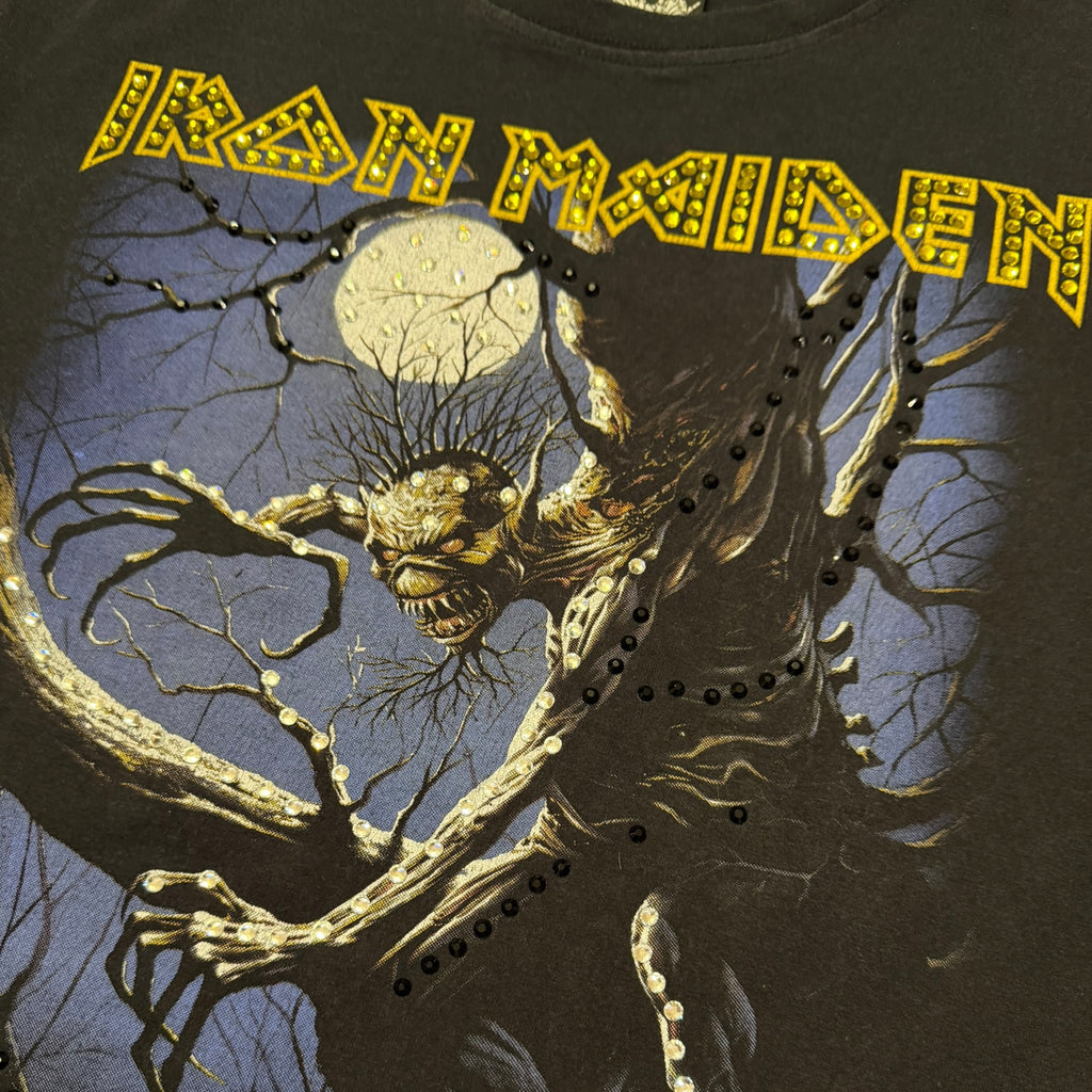 t shirt vintage con strass iron Maiden tg M