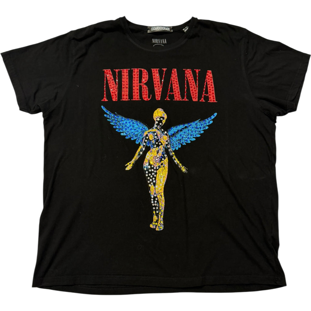 t shirt vintage con strass nirvana tg xxl