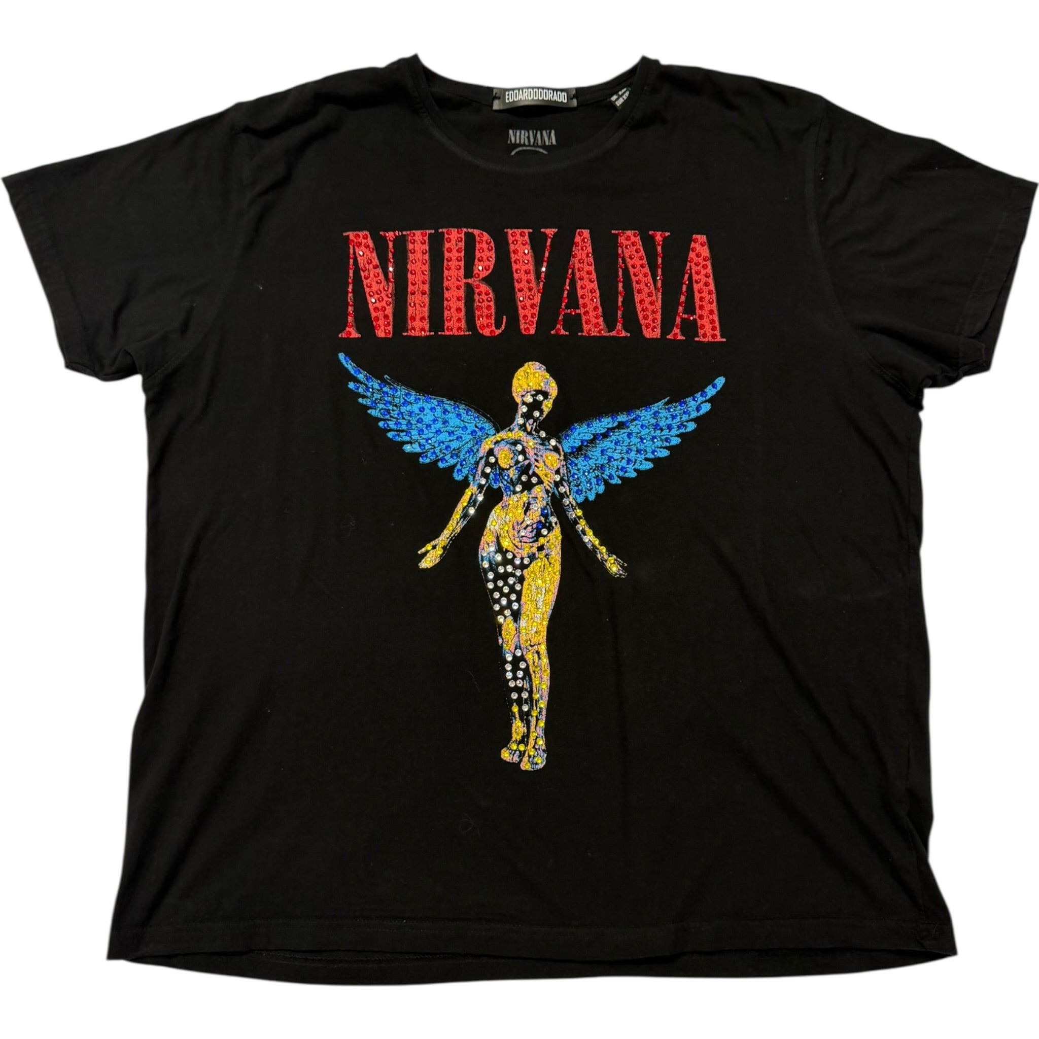 t shirt vintage con strass nirvana tg xxl