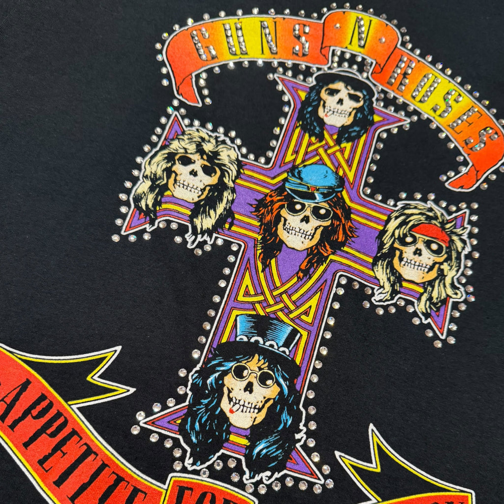 t shirt vintage con strass guns n roses tg L