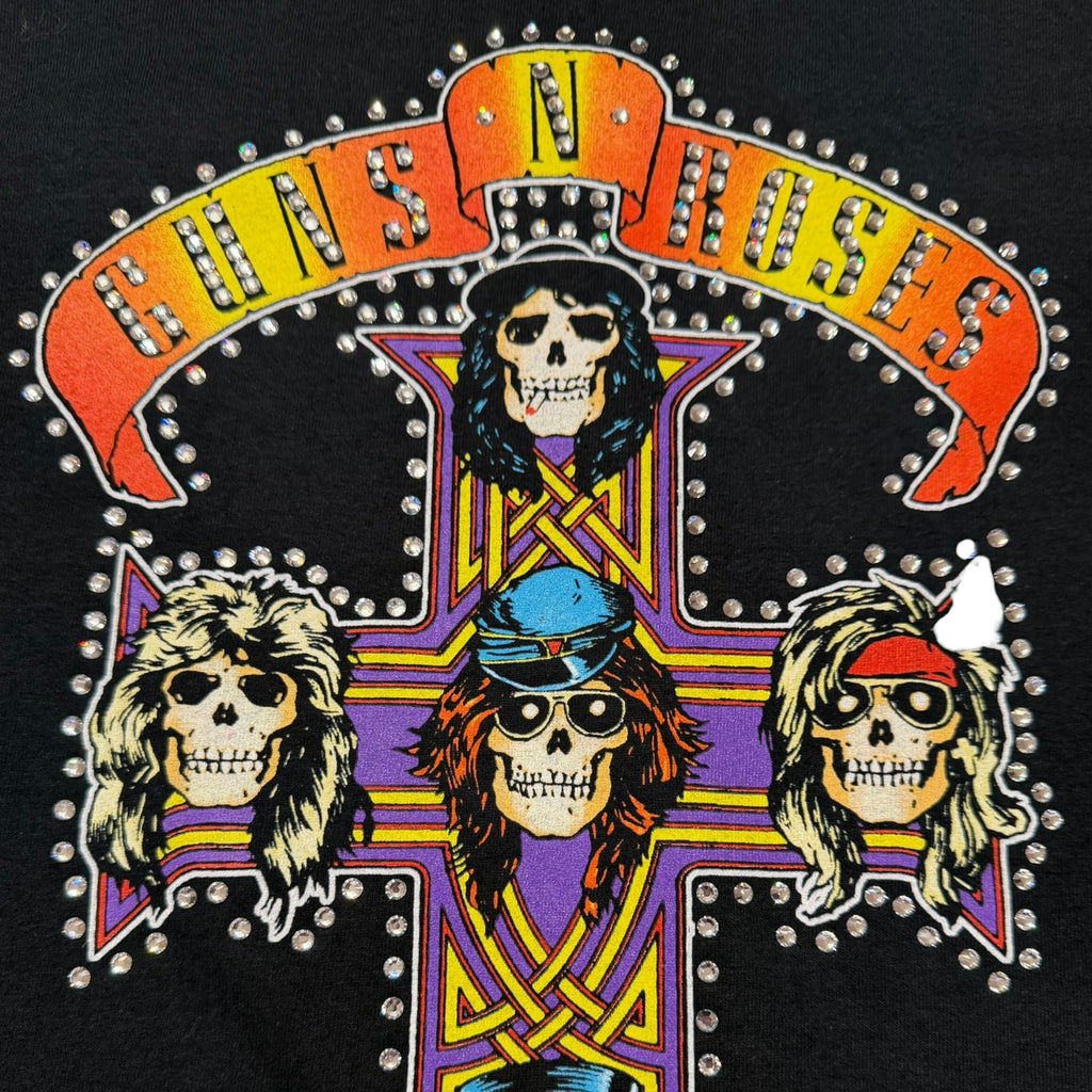 t shirt vintage con strass guns n roses tg L
