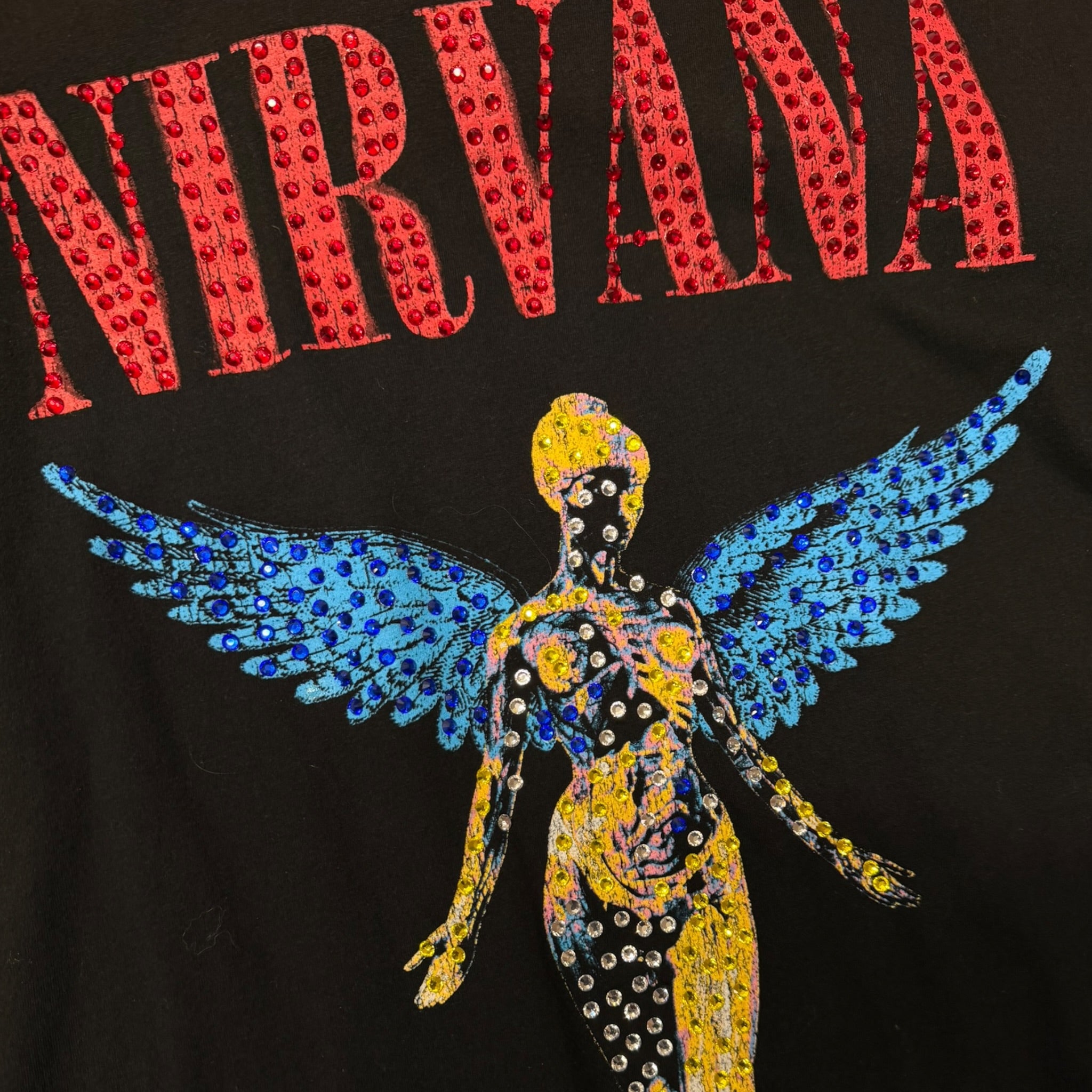 t shirt vintage con strass nirvana tg xxl
