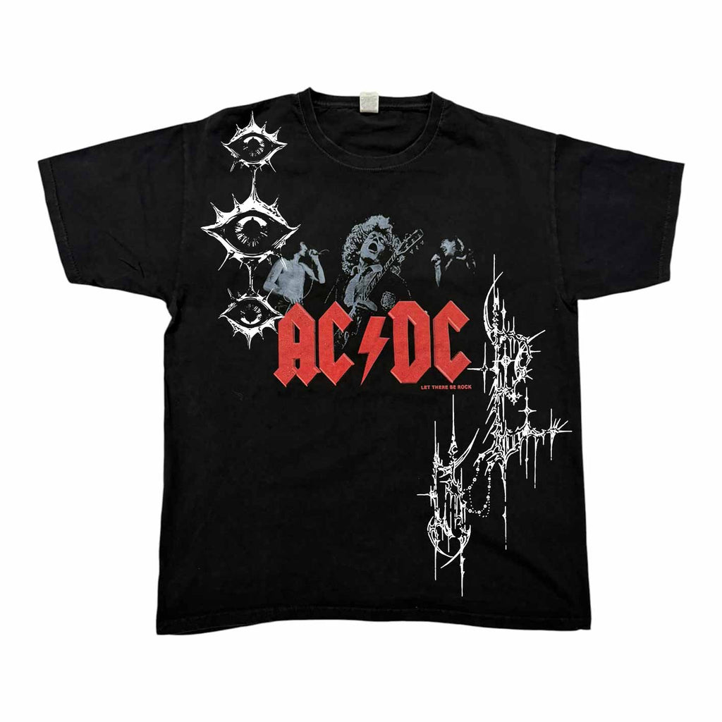 t shirt vintage sovrastampata con sigillism acdc tg xL