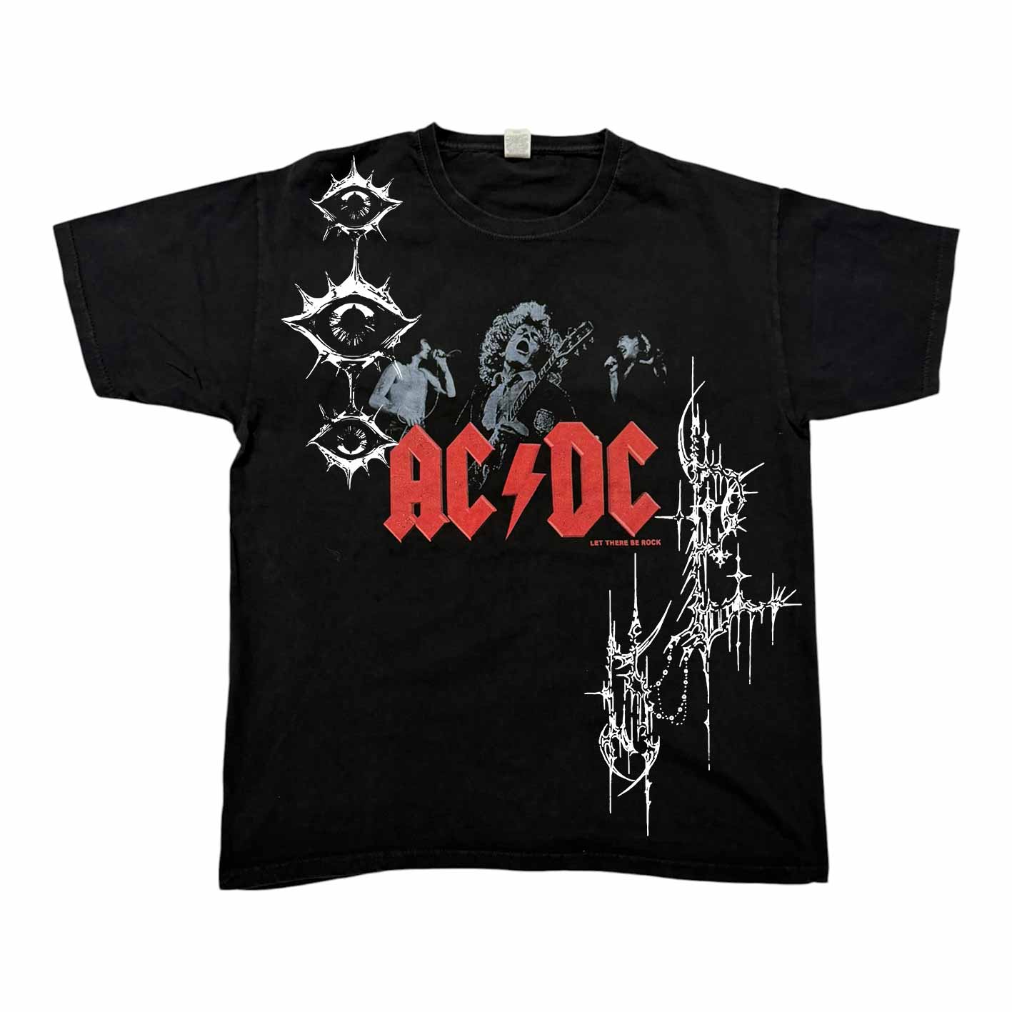 t shirt vintage sovrastampata con sigillism acdc tg xL