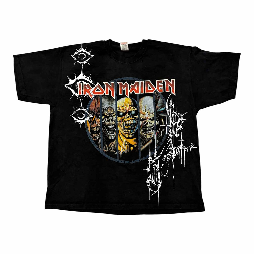 t shirt vintage sovrastampata con sigillism iron maiden tg xL