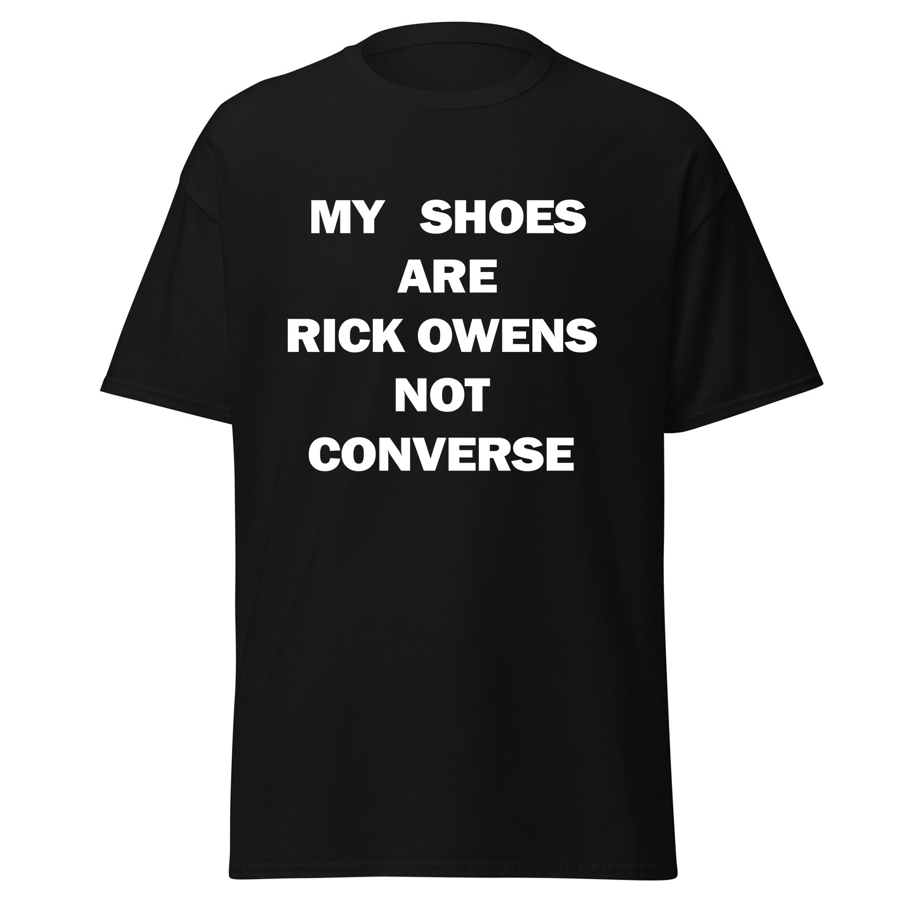 t shirt my shoes are rick not converse